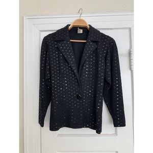 St‎ John Vintage Evening Jacket Size 6 black Santana knit sparkling